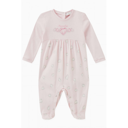 Monnalisa - Diamond-print Sleepsuit in Cotton Pink