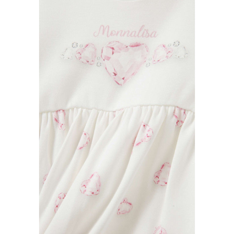 Monnalisa - Diamond-print Sleepsuit in Cotton White