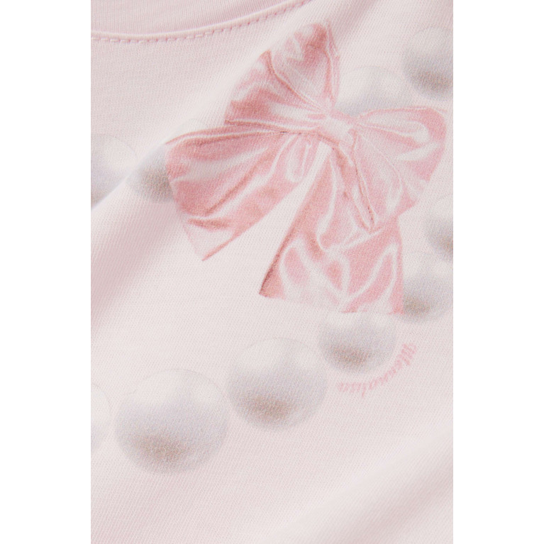 Monnalisa - Pearl Necklace-print T-shirt in Cotton Pink