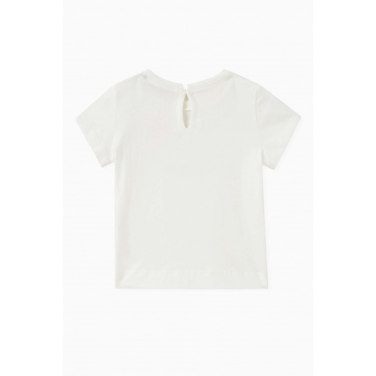 Monnalisa - Pearl Necklace-print T-shirt in Cotton White