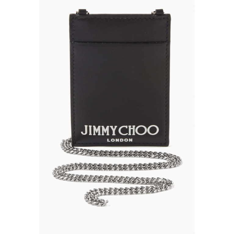 Jimmy Choo - Cardholder with Chain in Leather Black