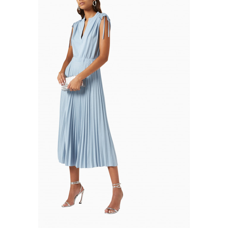 Marella - Pleated Midi Dress in Jersey Blue