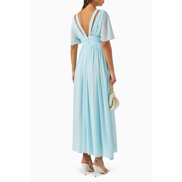 Marella - Flared Maxi Dress in Georgette Blue