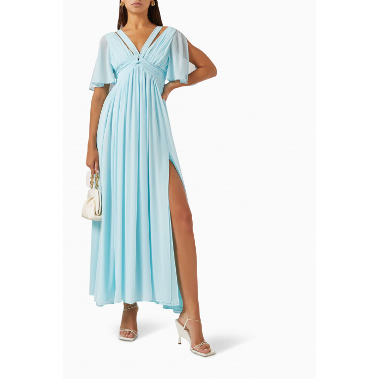 Marella - Flared Maxi Dress in Georgette Blue