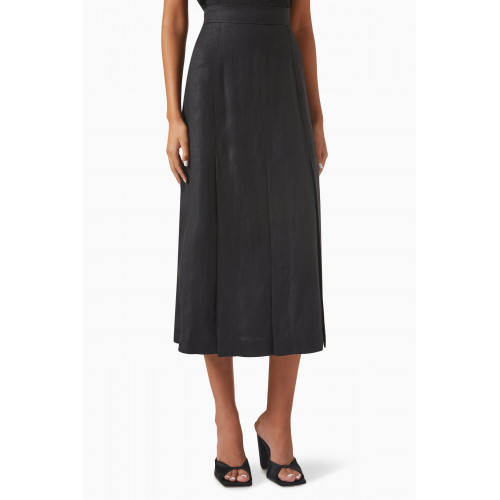 Marella - Fulviia Classic Midi Skirt in Linen Black