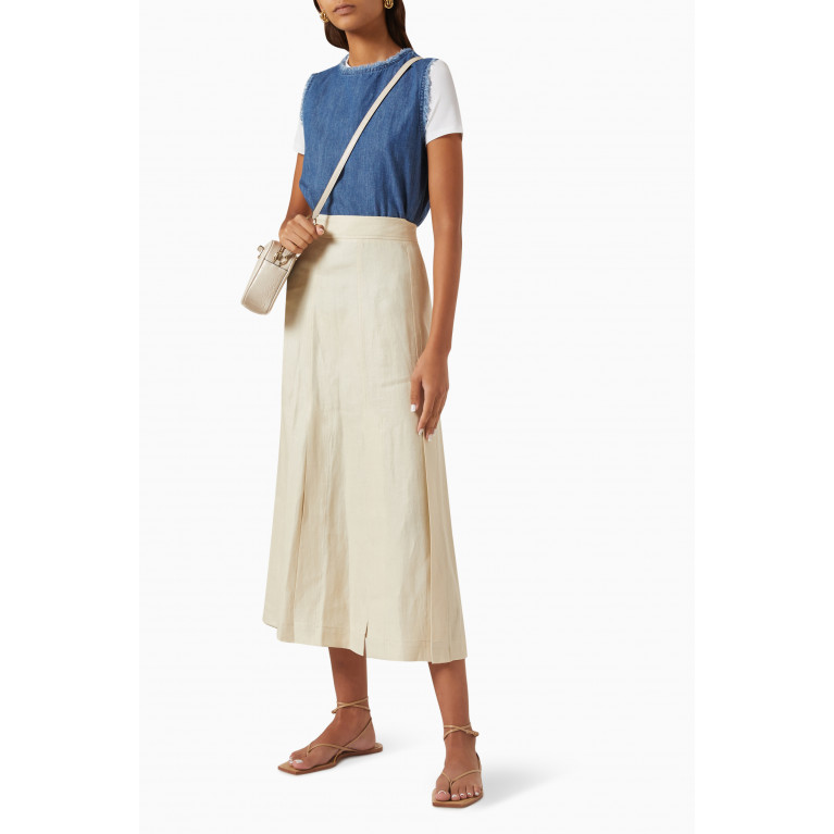 Marella - Fulviia Classic Midi Skirt in Linen Neutral