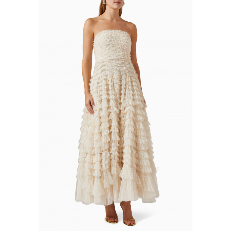 Needle & Thread - Hattie Ruffle Strapless Gown in Recycled Tulle