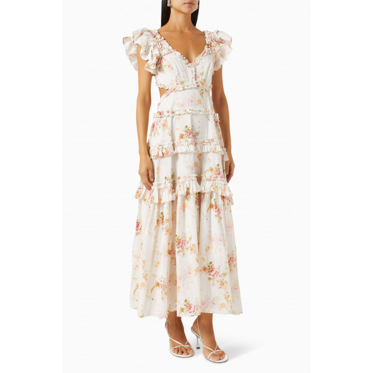 Needle & Thread - Trailing Blooms Open-back Midi Dress in Cotton