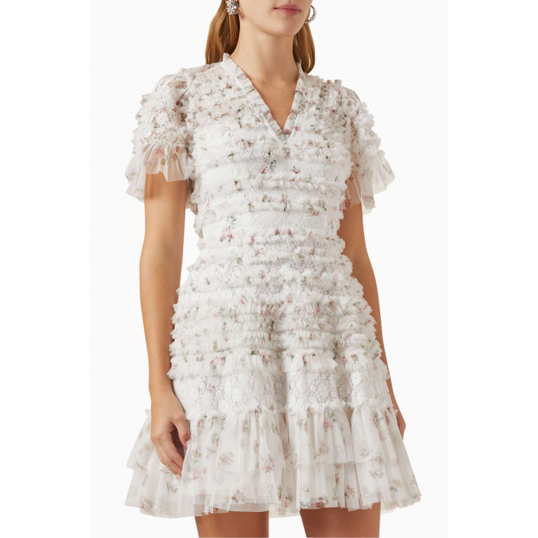 Needle & Thread - Ruffled Ditsy Mabel Micro Mini Dress in Lace & Tulle