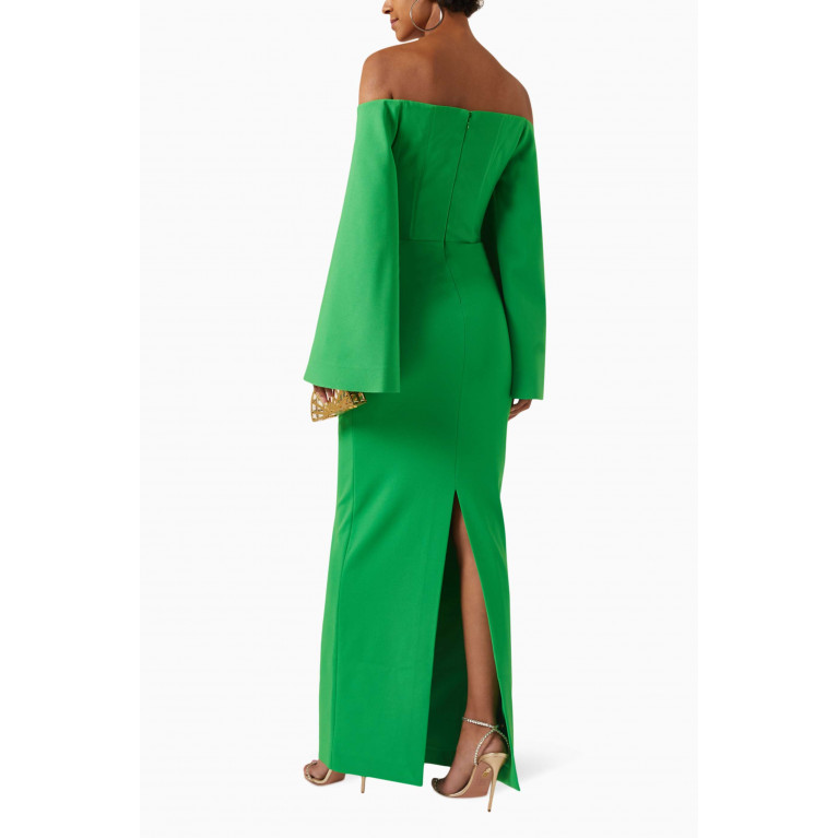 Solace London - Eliana Maxi Dress in Crepe Green