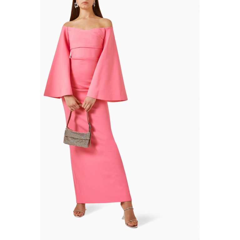 Solace London - Eliana Maxi Dress in Crepe Pink