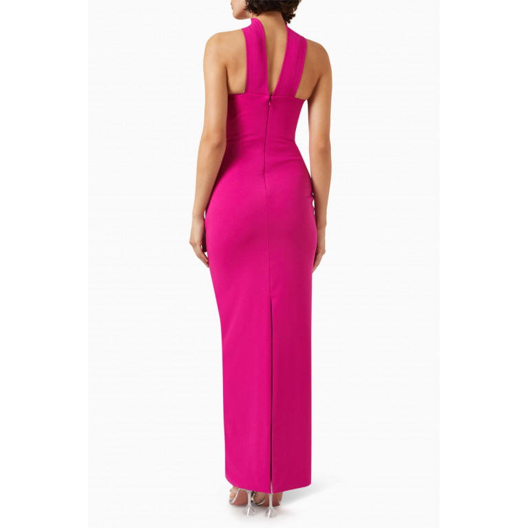 Solace London - Amari Maxi Dress in Crepe-knit Pink