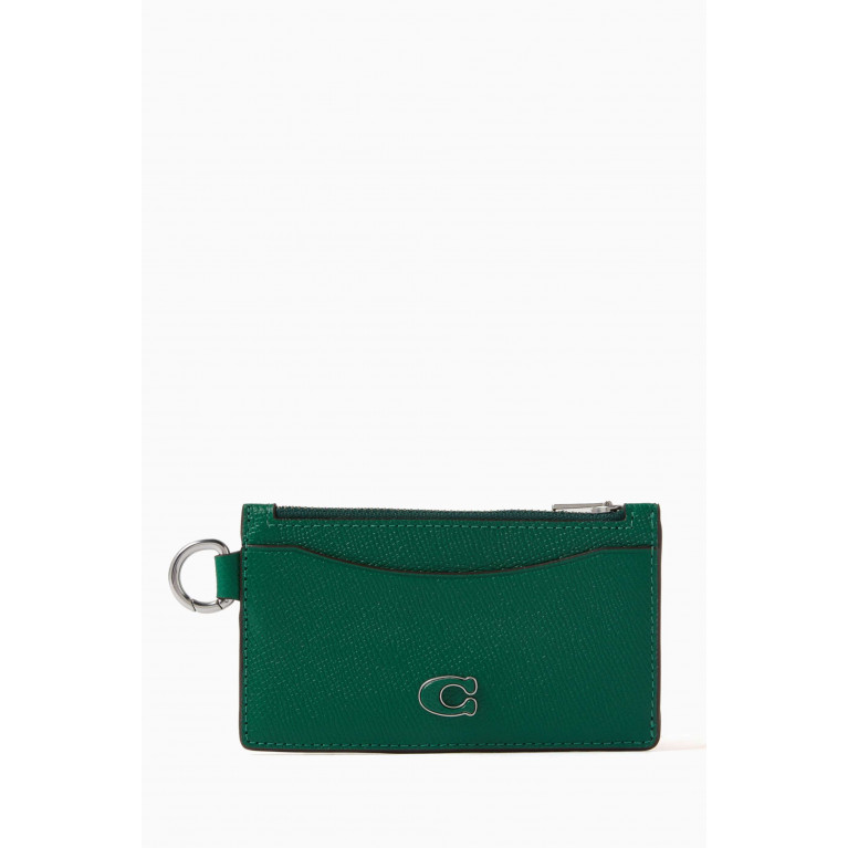 Coach - Zippered Card Case in Leather Green