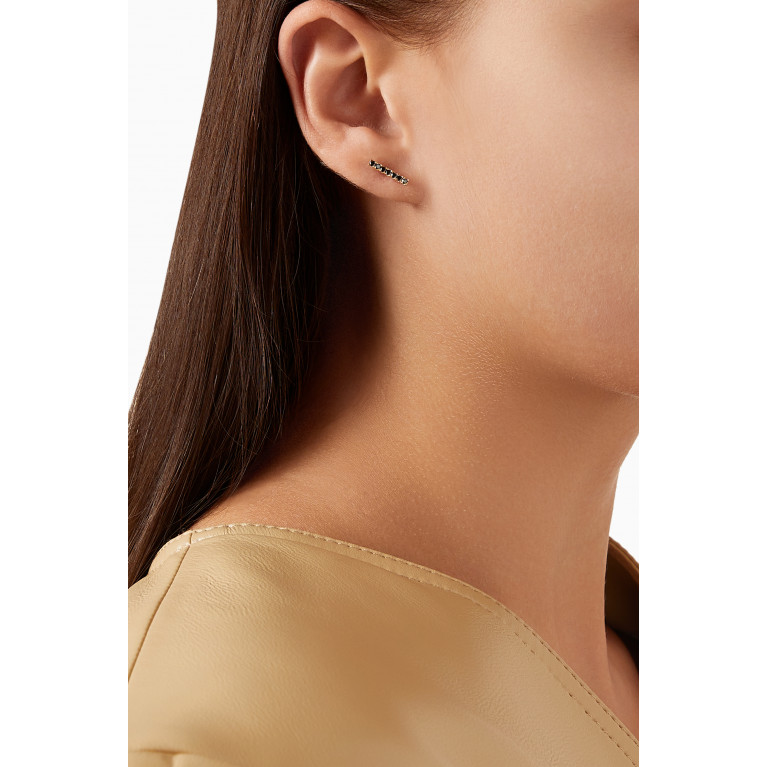 Fergus James - Black Diamond Bar Earrings in 18kt Yellow Gold