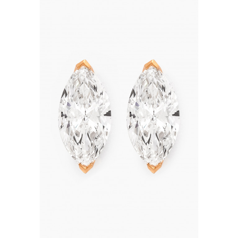 Fergus James - Marquise Diamond Stud Earrings in 18kt Yellow Gold, 1ct