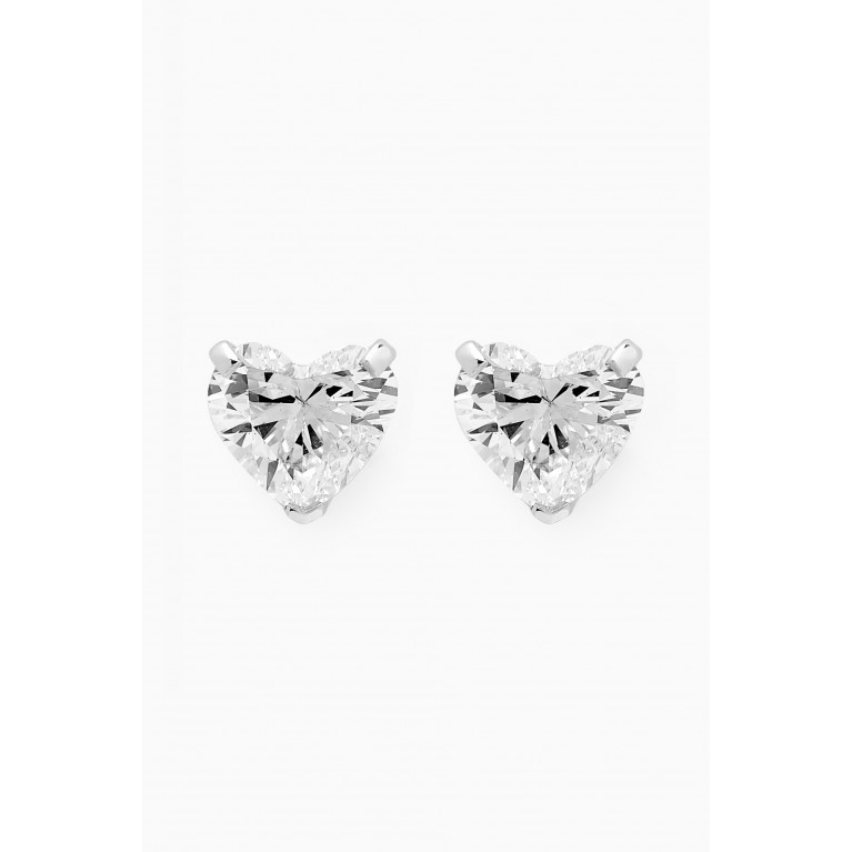 Fergus James - Heart Diamond Stud Earrings in 18kt White Gold, 0.6ct