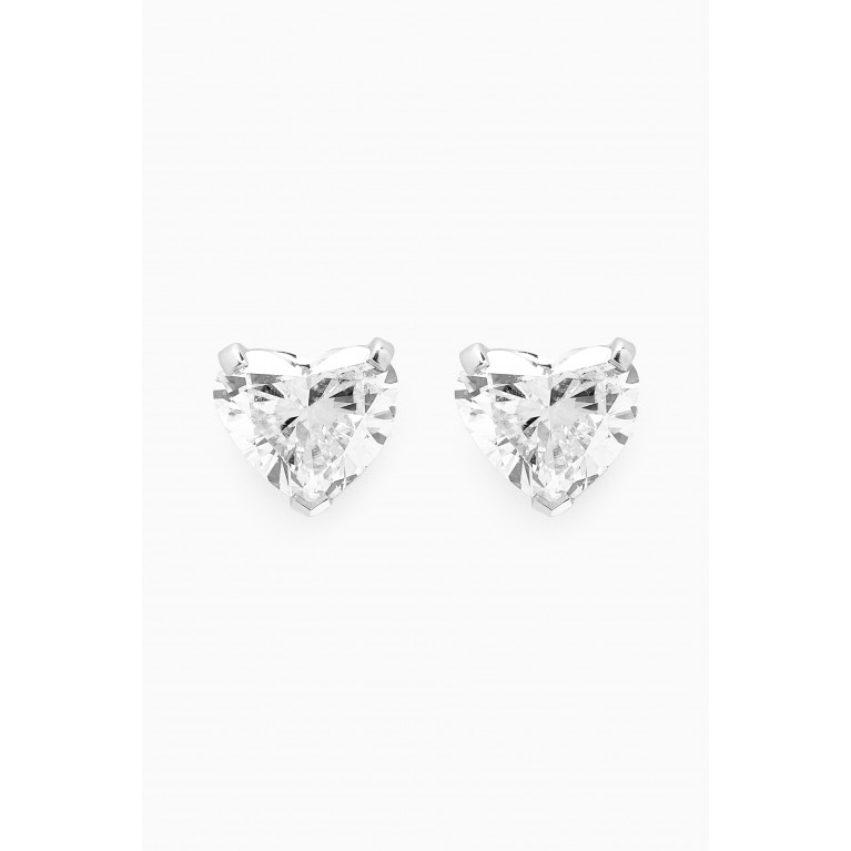 Fergus James - Heart Diamond Stud Earrings in 18kt White Gold, 1ct