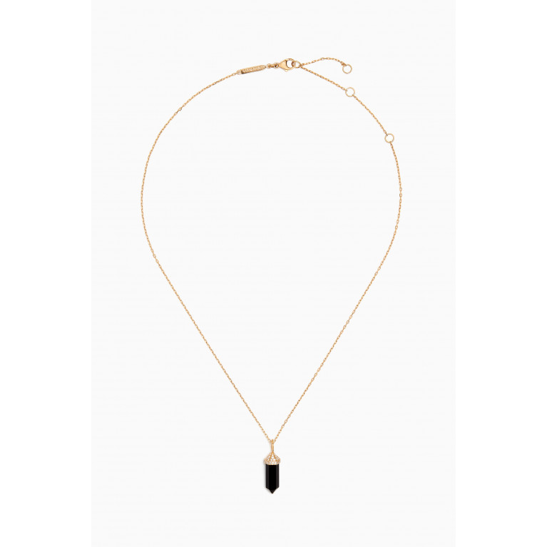 Yataghan Jewellery - Chakra Small Black Onyx & Diamond Necklace in 18kt Yellow Gold