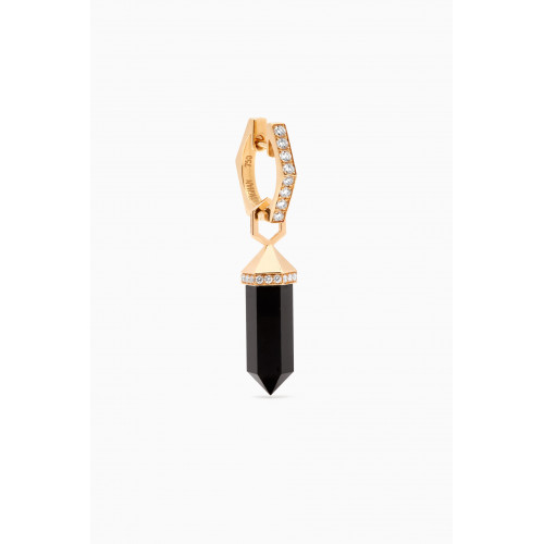 Yataghan Jewellery - Chakra Small Black Onyx & Diamond Single Earring in 18kt Yellow Gold