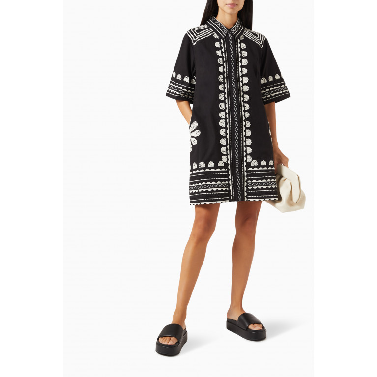 Sea New York - Ryleigh Embroidered Shirt Mini Dress in Cotton