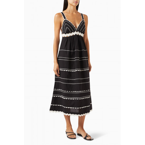 Sea New York - Ryleigh Embroidered Slip Midi Dress in Cotton