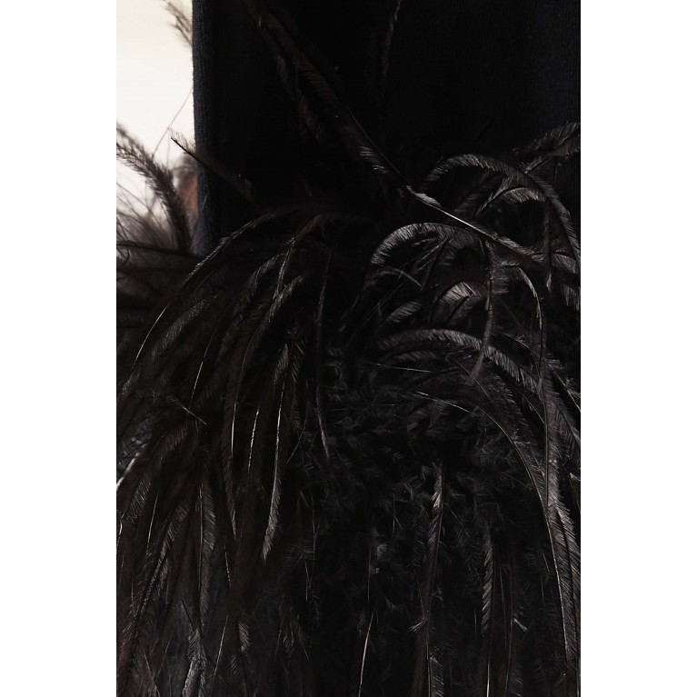 Manuri - Chica Feather-trim Crop Top in Viscose-blend Black