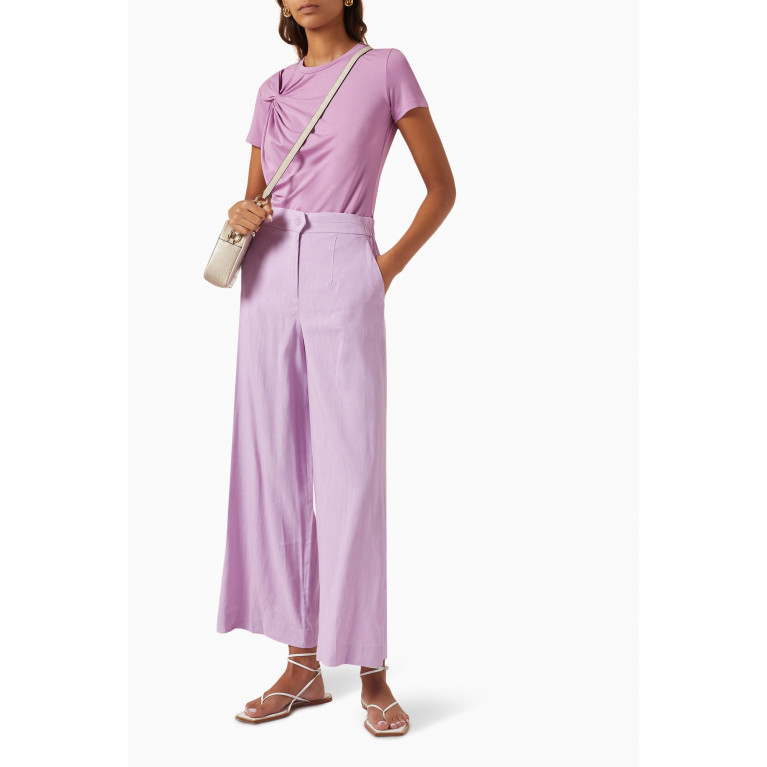 Marella - Wide-leg Pants in Linen-blend Purple