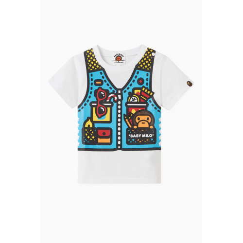 A Bathing Ape - Baby Milo Fishing Vest Print T-shirt in Cotton White