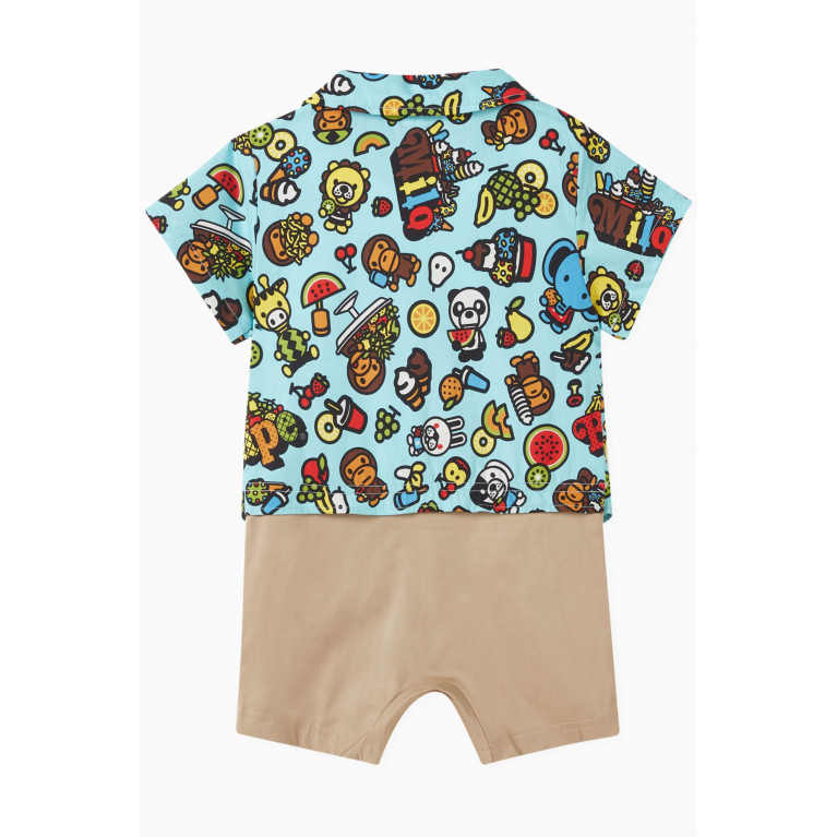 A Bathing Ape - Baby Milo Layered Romper in Cotton