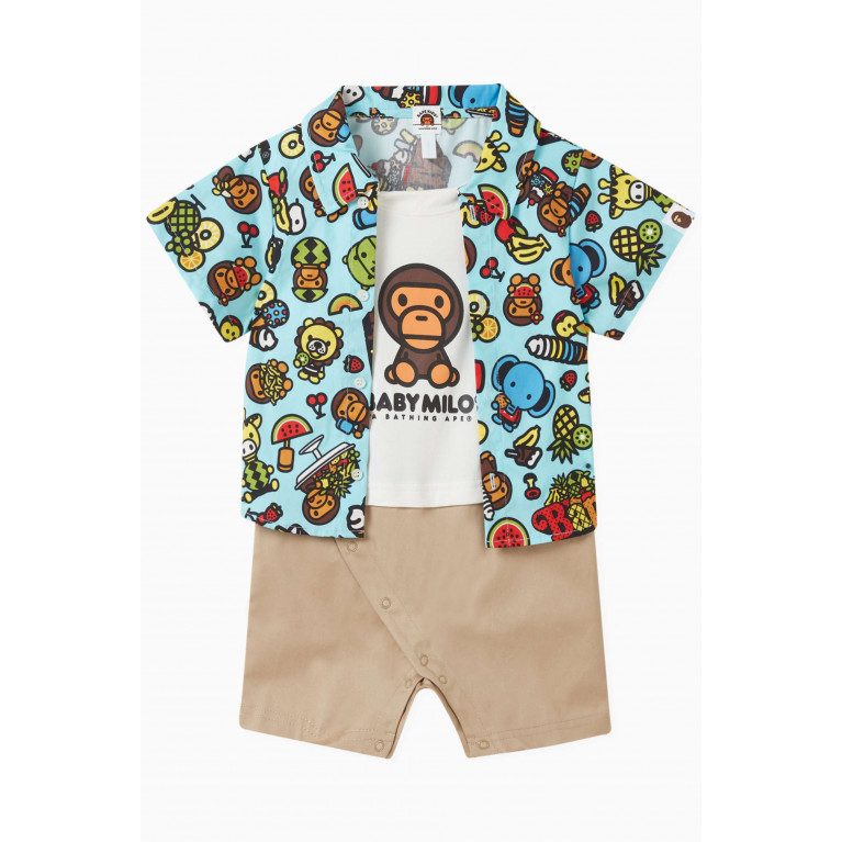 A Bathing Ape - Baby Milo Layered Romper in Cotton