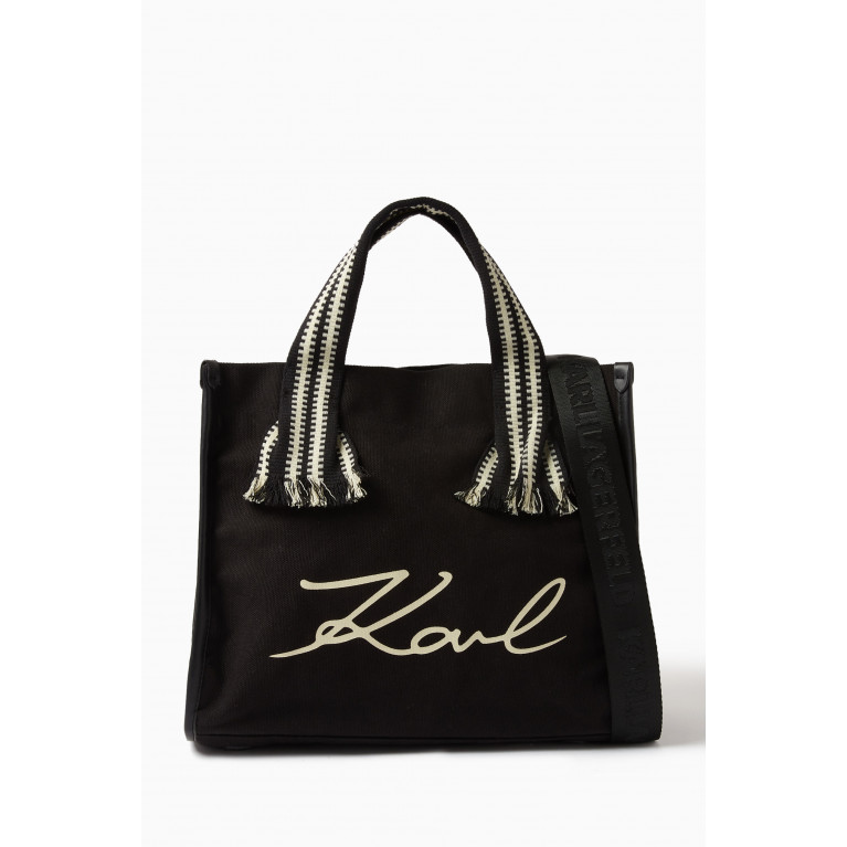 Karl Lagerfeld - K/Signature Webbing Tote Bag in Recycled Cotton-canvas