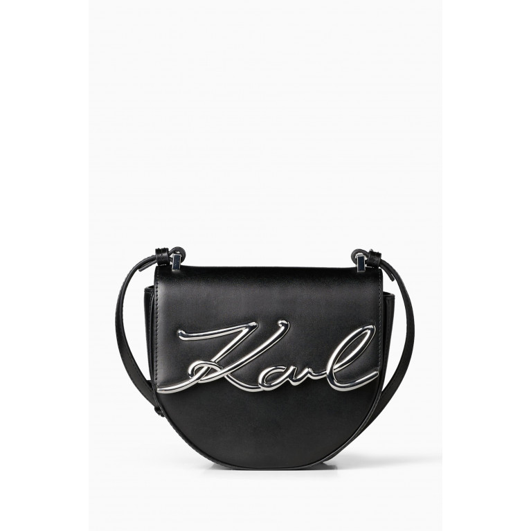Karl Lagerfeld - Small K/Signature Saddle Crossbody Bag in Leather