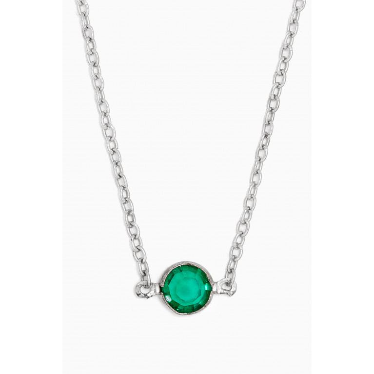 Susan Caplan - 1970s Faux Emerald Swarovski Crystal Necklace