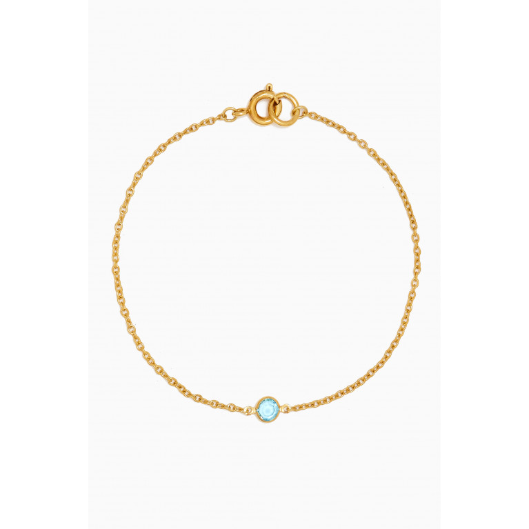 Susan Caplan - 1970s Faux Aquamarine Swarovski Crystal Bracelet in Gold-plated Brass