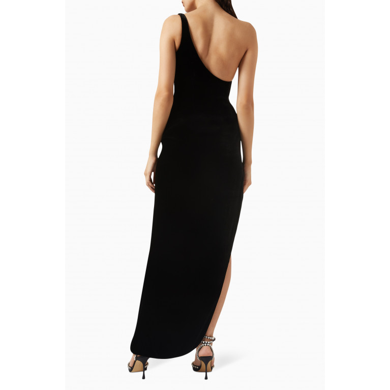 Alessandra Rich - One-shoulder Asymmetric Maxi Dress in Velvet