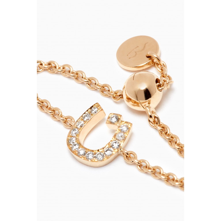 HIBA JABER - Initial Adjustable Chain Ring - Letter "N" in 18kt Gold
