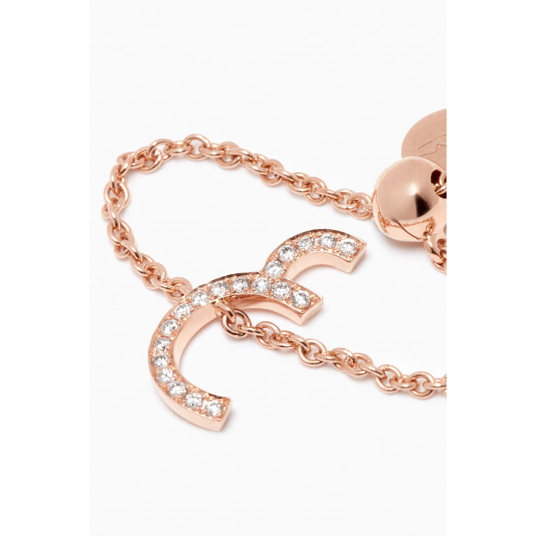 HIBA JABER - "3ein" Letter Chain Ring with Diamonds in 18kt Rose Gold