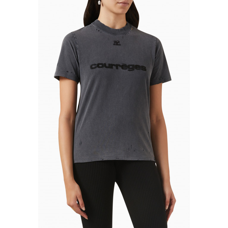 Courreges - Distressed Dry T-shirt in Jersey Grey