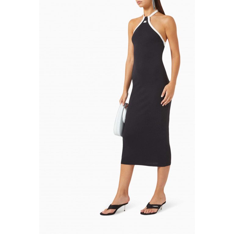 Courreges - Midi Contrast-trim Dress in Jersey Black