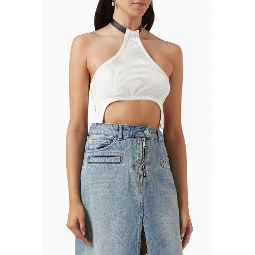 Courreges - Suspenders 90s Crop Top in Rib-knit White