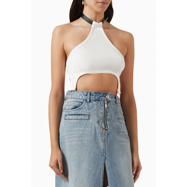 Courreges - Suspenders 90s Crop Top in Rib-knit White