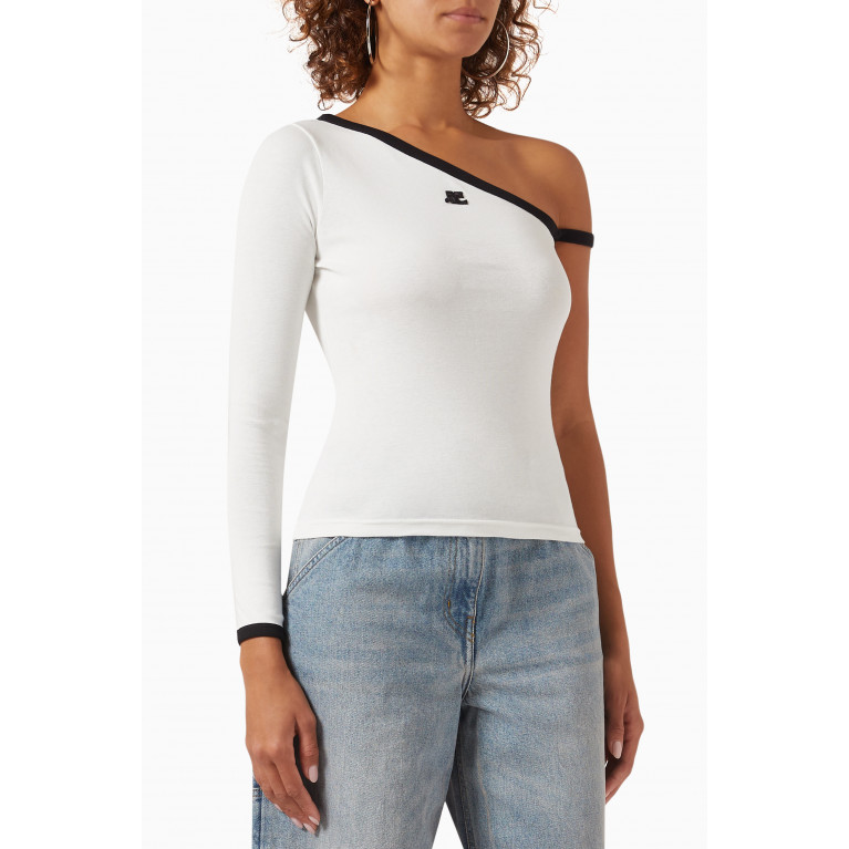 Courreges - One-Sleeve T-shirt in Cotton White