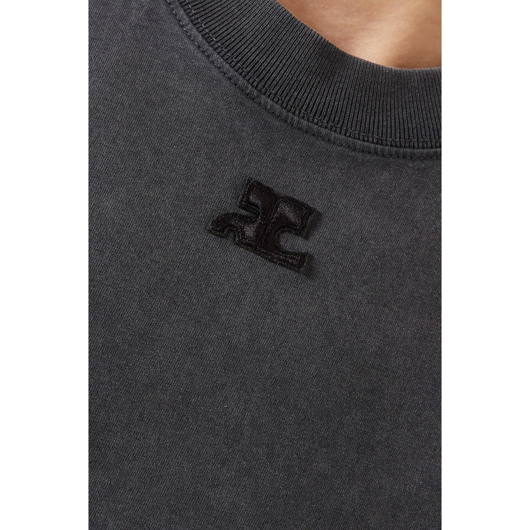 Courreges - Logo Crop Top in Cotton-jersey Grey