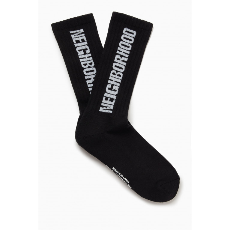 Neighborhood - CI Logo Socks in Cotton Blend Black