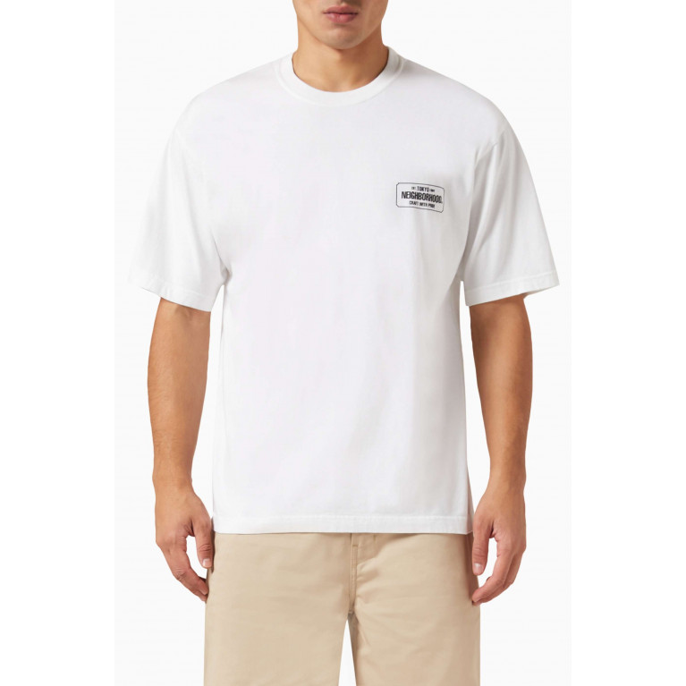 Neighborhood - x Dr. Woo Logo Print T-shirt in Cotton White