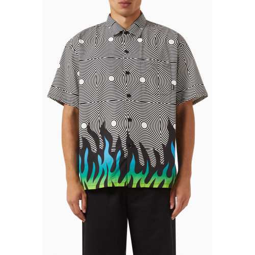 Neighborhood - x Death Spray Custom Flame-pattern Shirt in Cotton