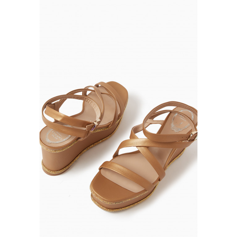 René Caovilla - Sunshine Crystal-embellished Wedge Sandals in Leather