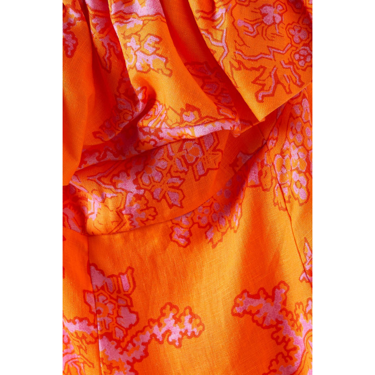 RHODE - Thea Midi Dress in Linen Orange