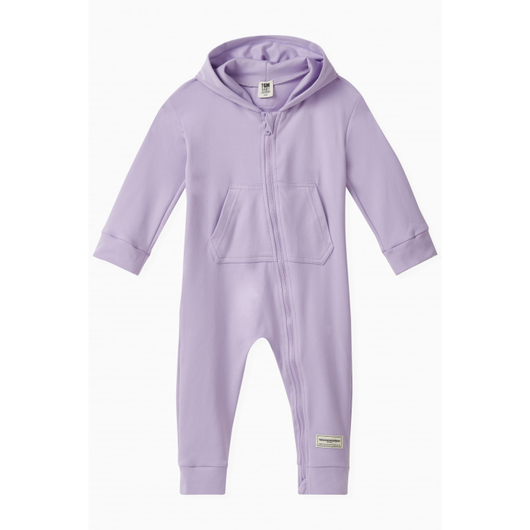 The Giving Movement - Hooded Romper in Recycled Softskin100© Purple