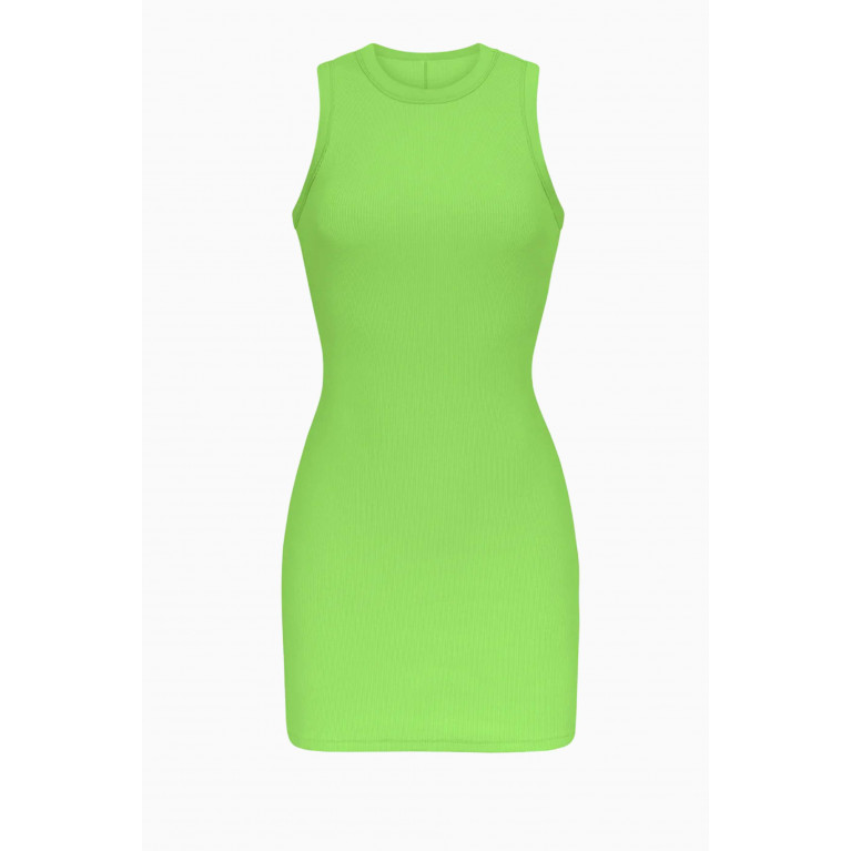 SKIMS - Tank Mini Dress in Ribbed-cotton Neon Green